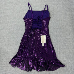 Draped sequin back-crossing strap dress
