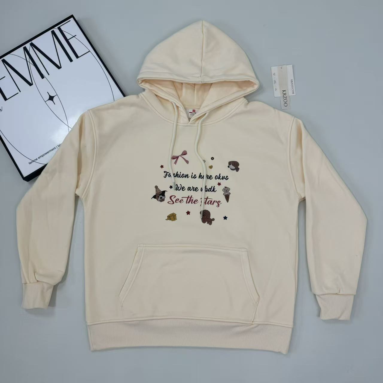 Printed hooded sweatshirt top