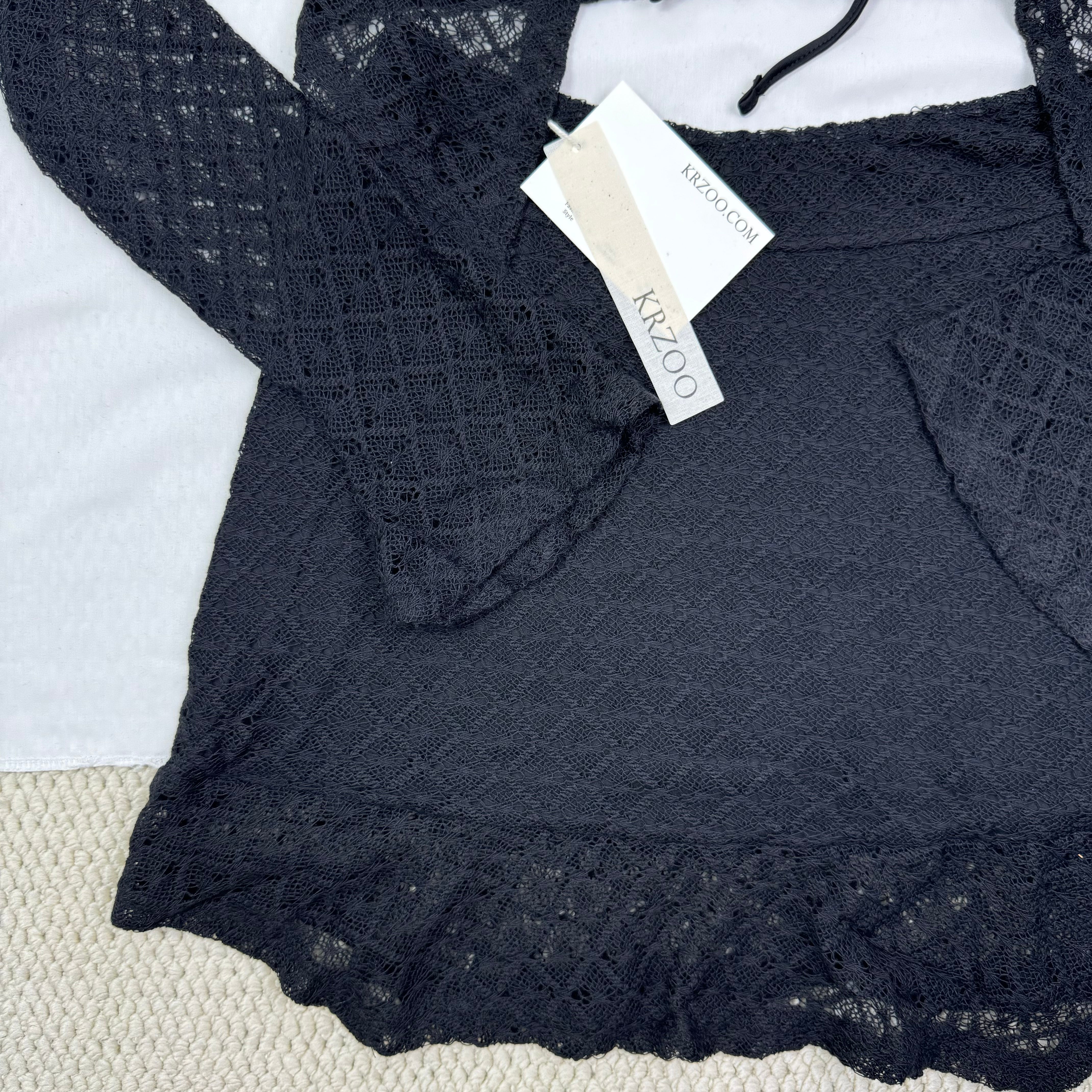 Long-sleeved strapless short skirt set
