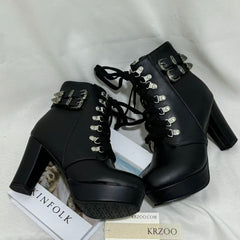 Lace-up Chunky-Heel Ankle Boots