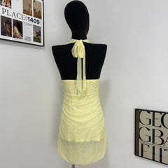 Deep V Vest Slit Dress