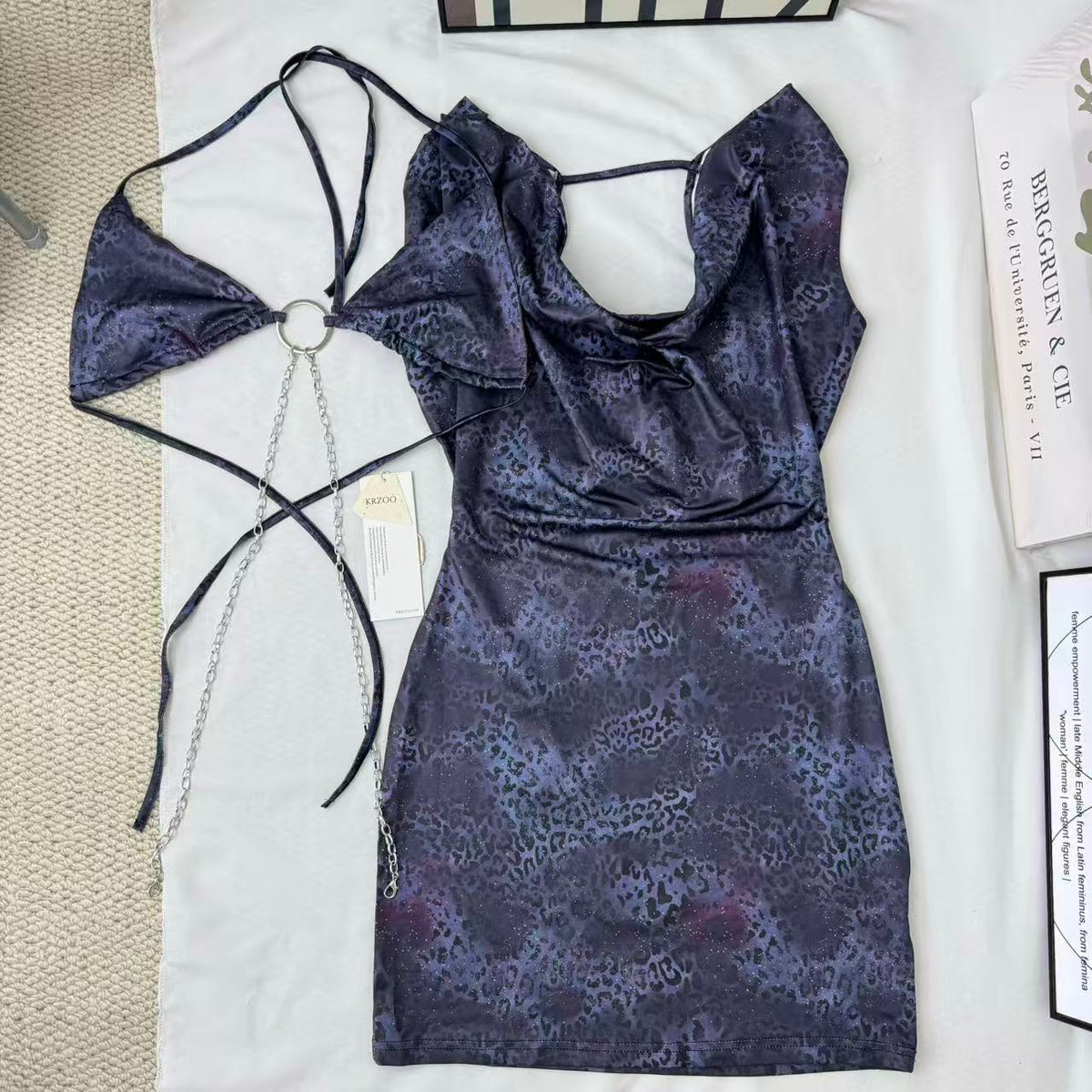 Necklace-style open-front dress