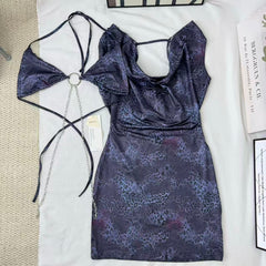 Necklace-style open-front dress