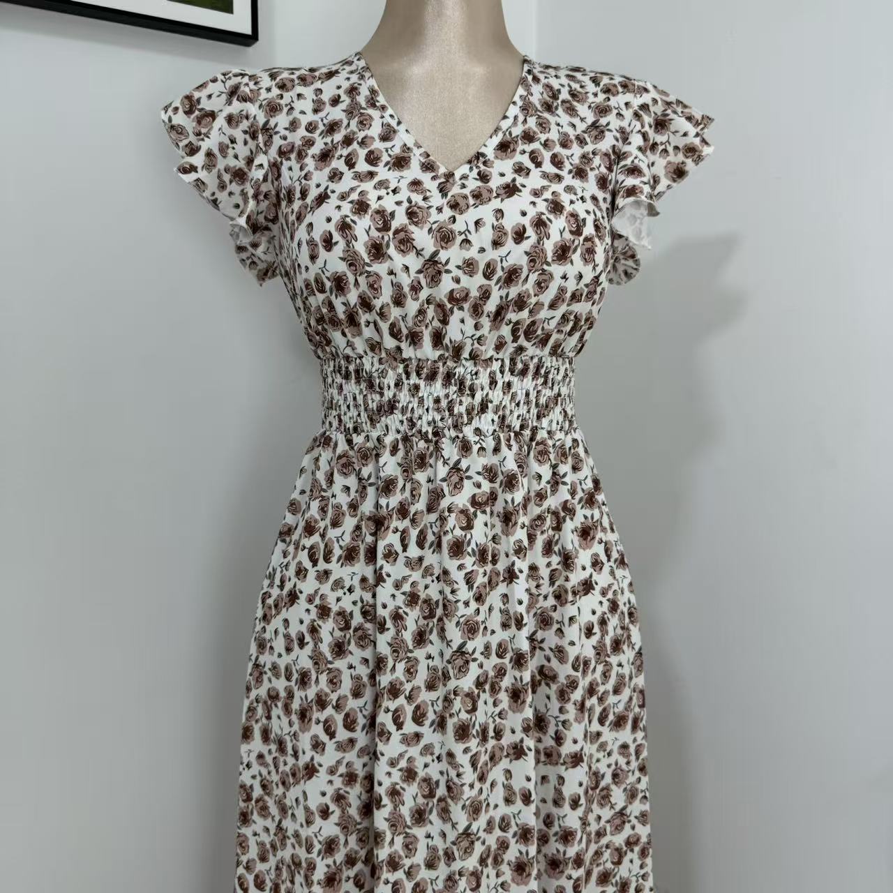 V-Neck Floral Print Dress