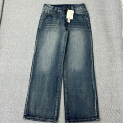 Straight and slightly wide-leg jeans