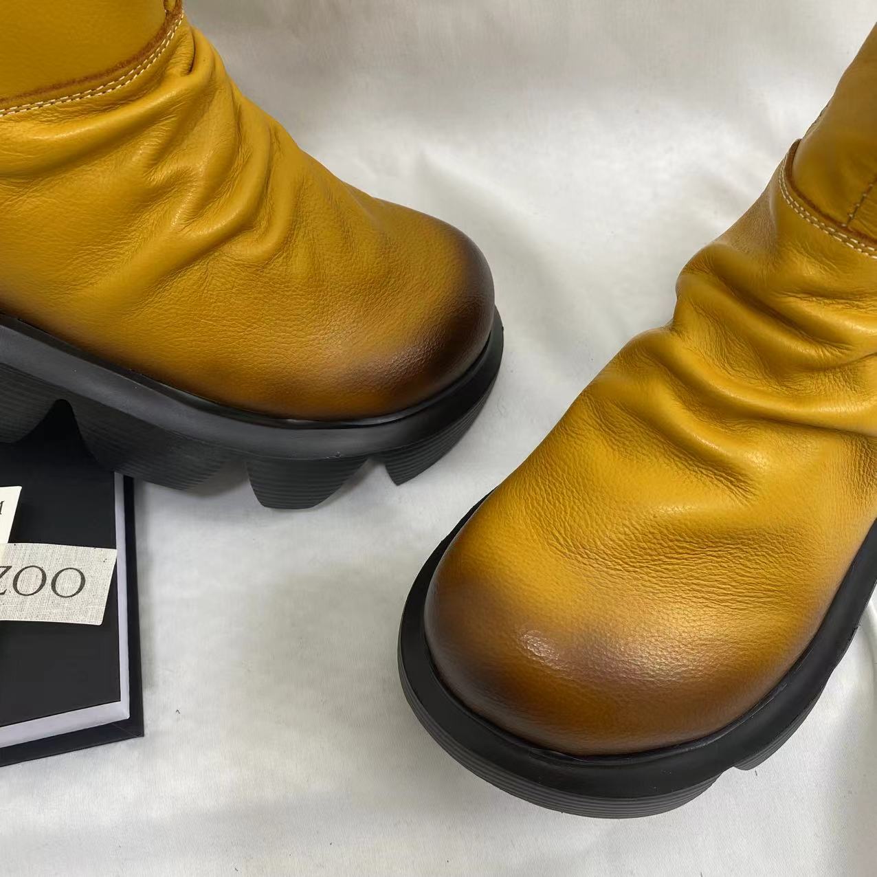 Platform Pleated Ankle Boots