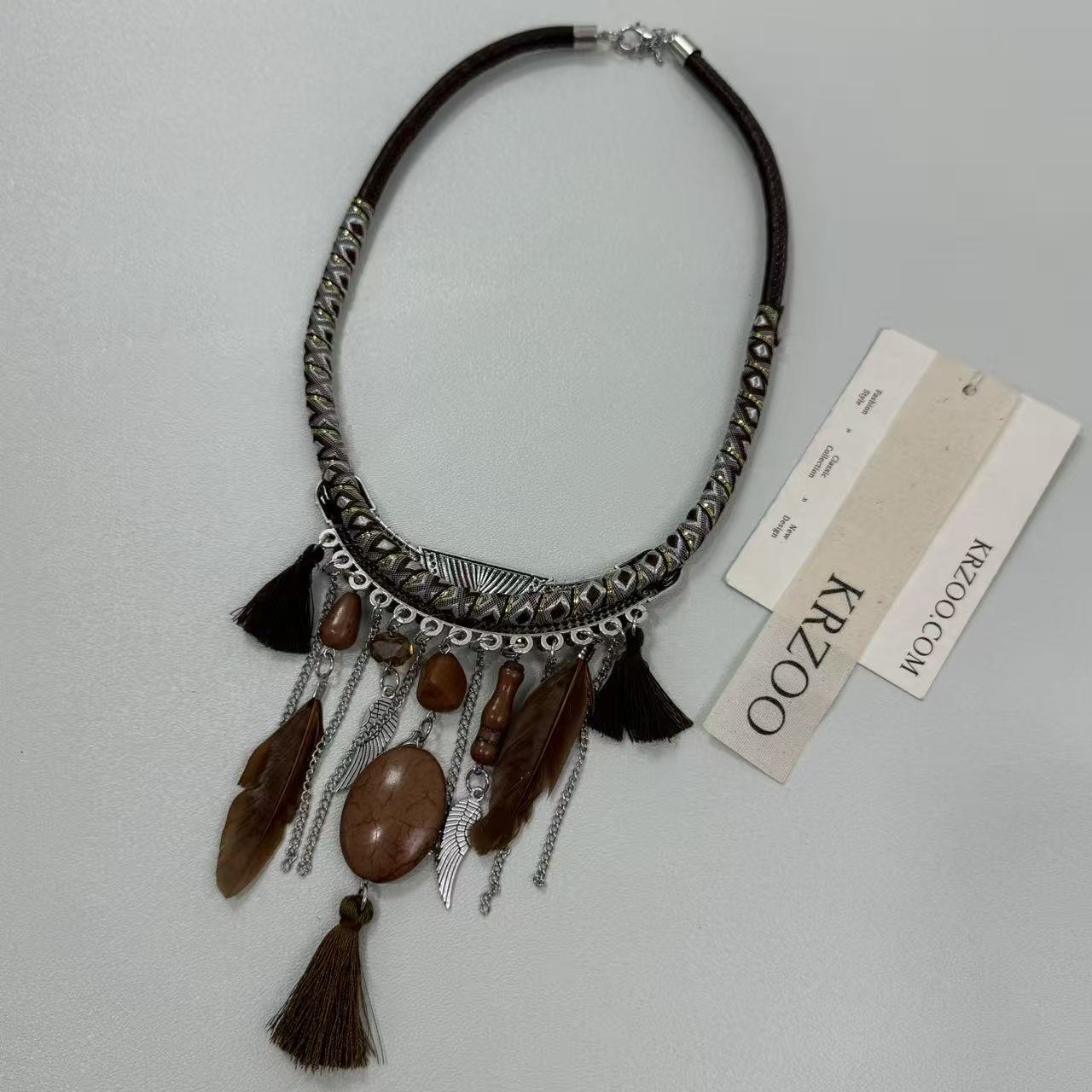 Turquoise Bohemian Feather Necklace