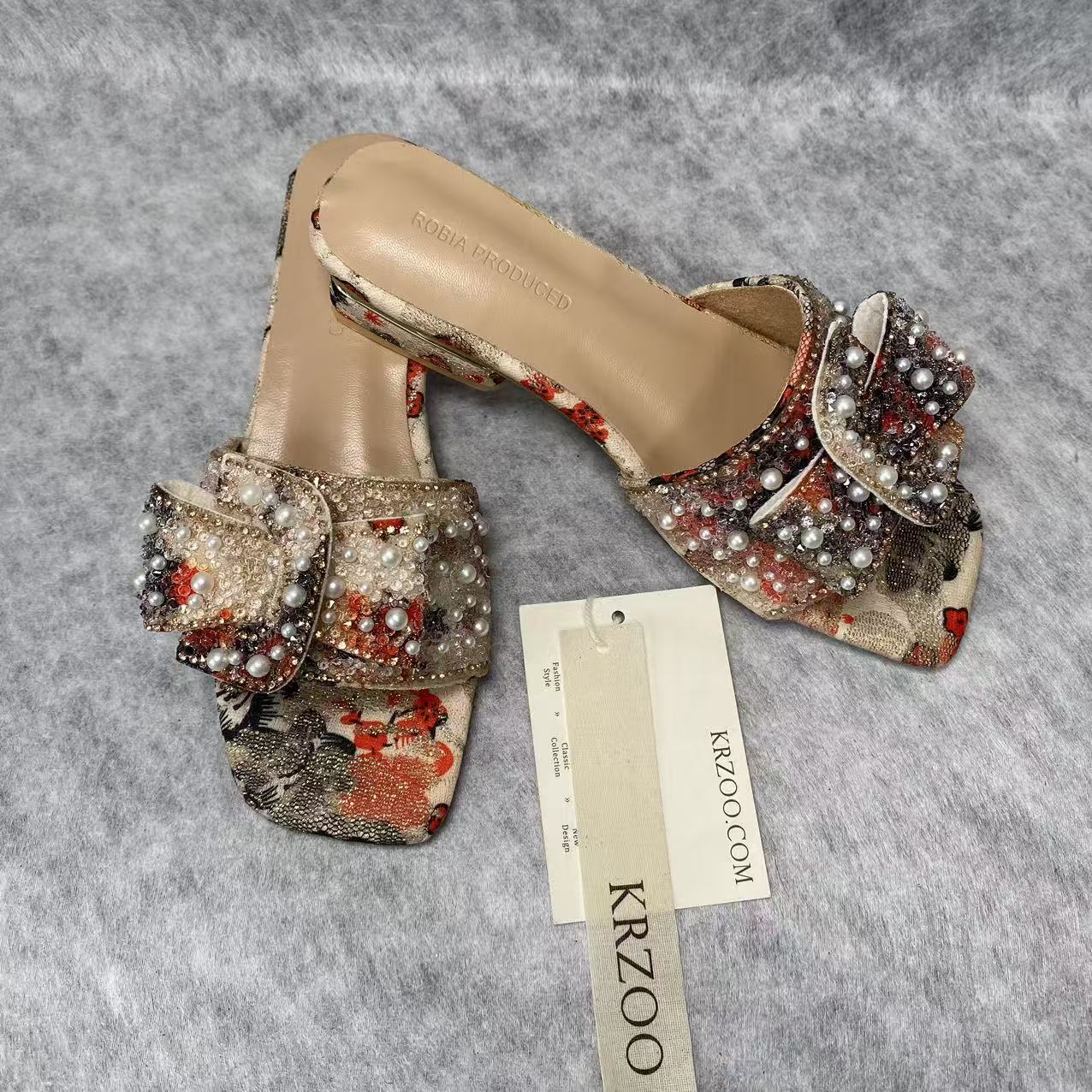 Water droplet loafers with thick heels