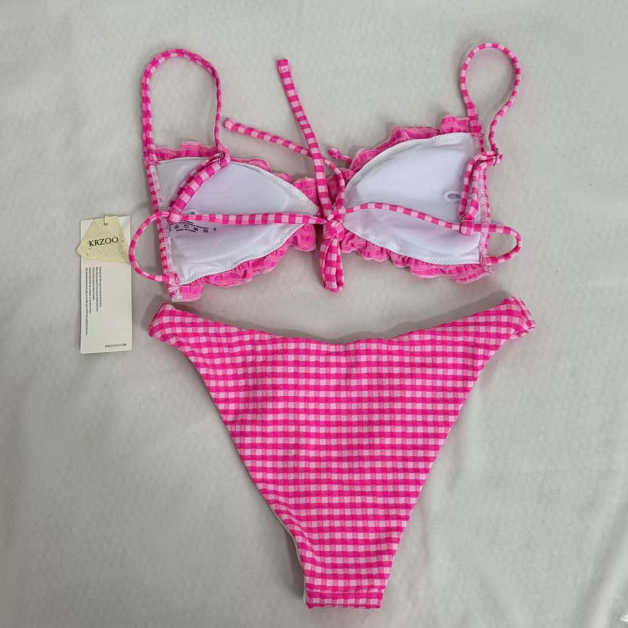 Belted triangle bikini swimsuit set