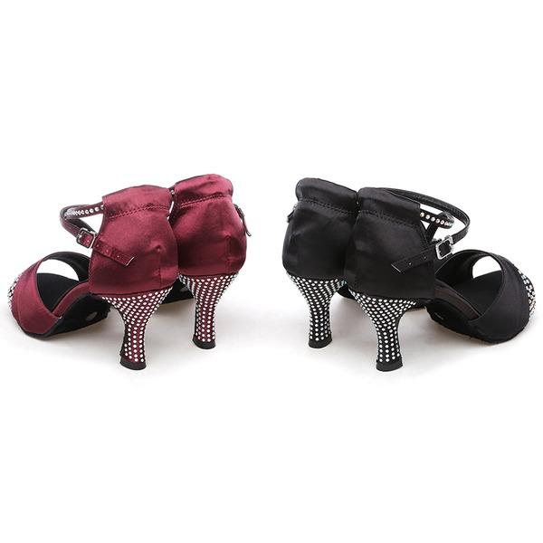 Women's Satin Customized Heel Latin Shoes Ballroom Dance Shoes