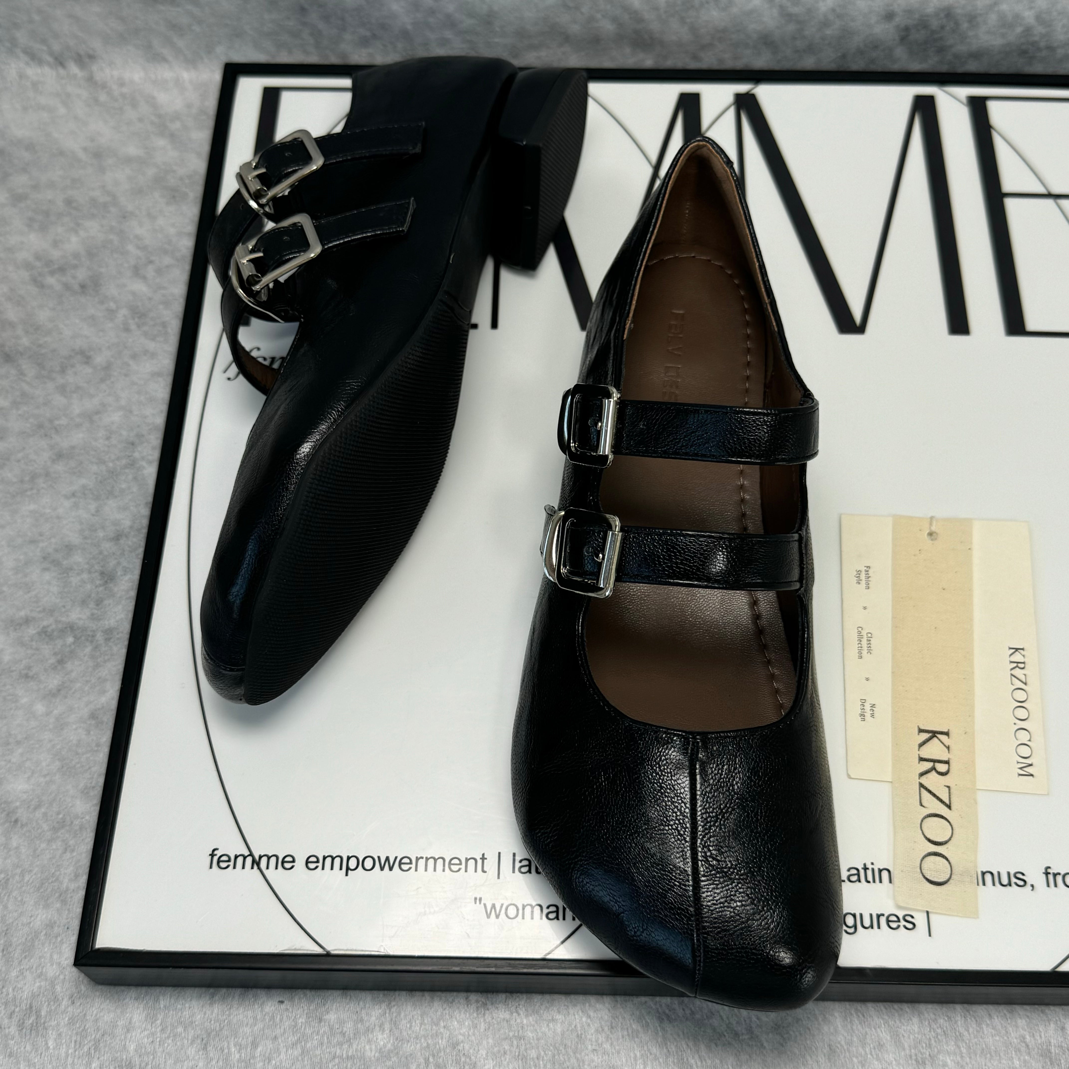 Leather Ankle-Length Ballet Flats
