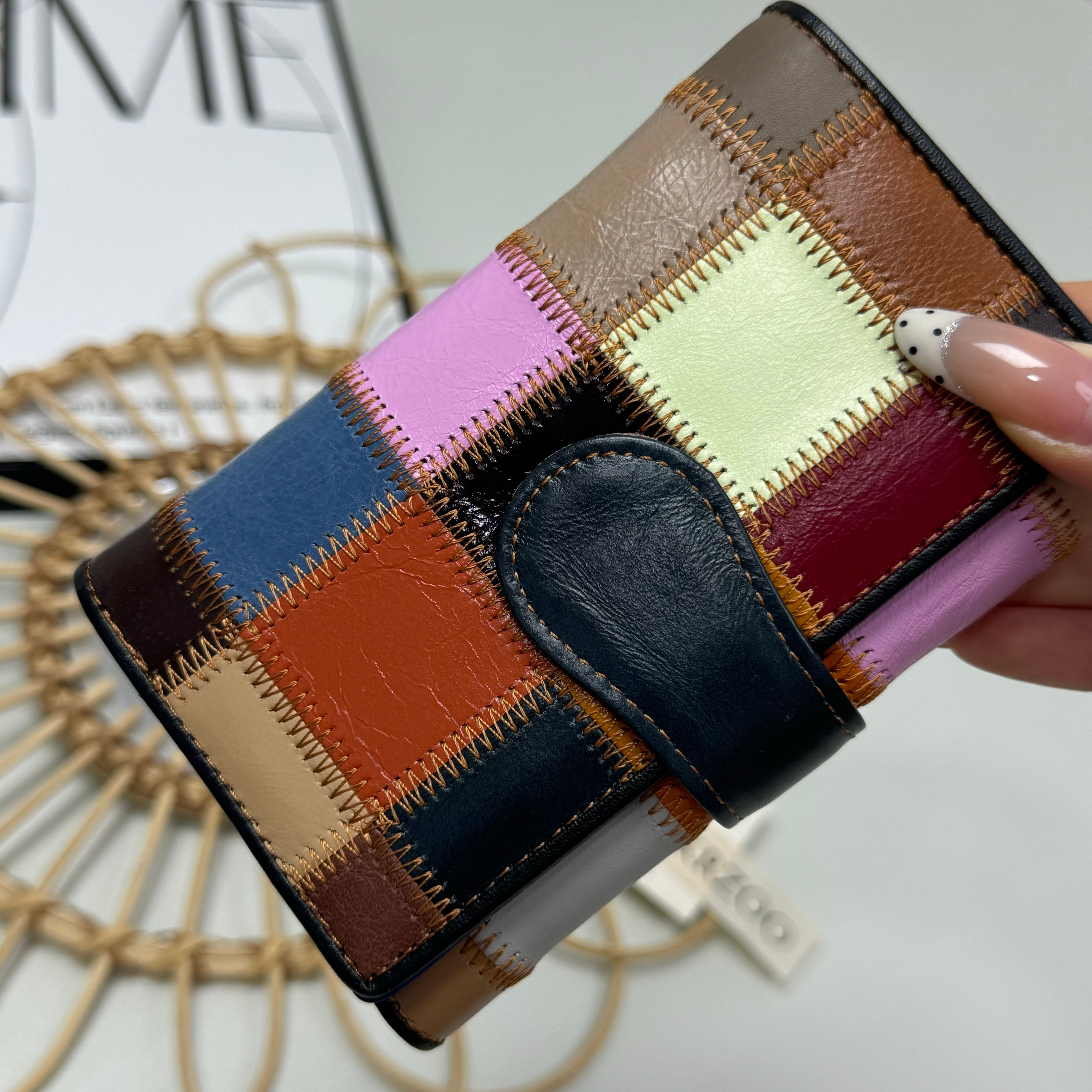 Glued color leather wallet