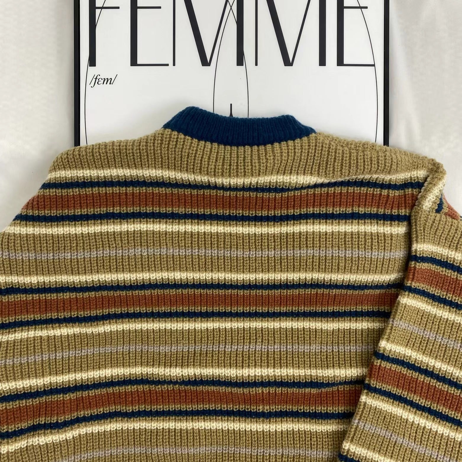 Retro Contrast Striped Sweater