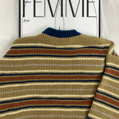 Retro Contrast Striped Sweater