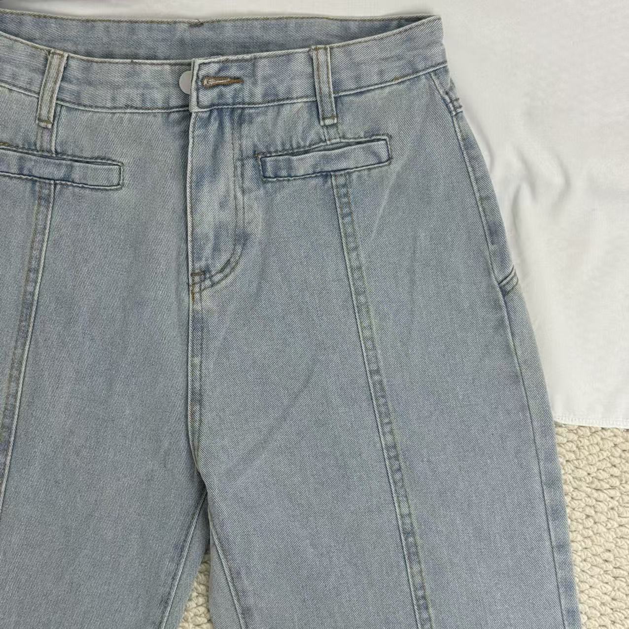 Straight-Leg Star-Patterned Floor-Length Trousers
