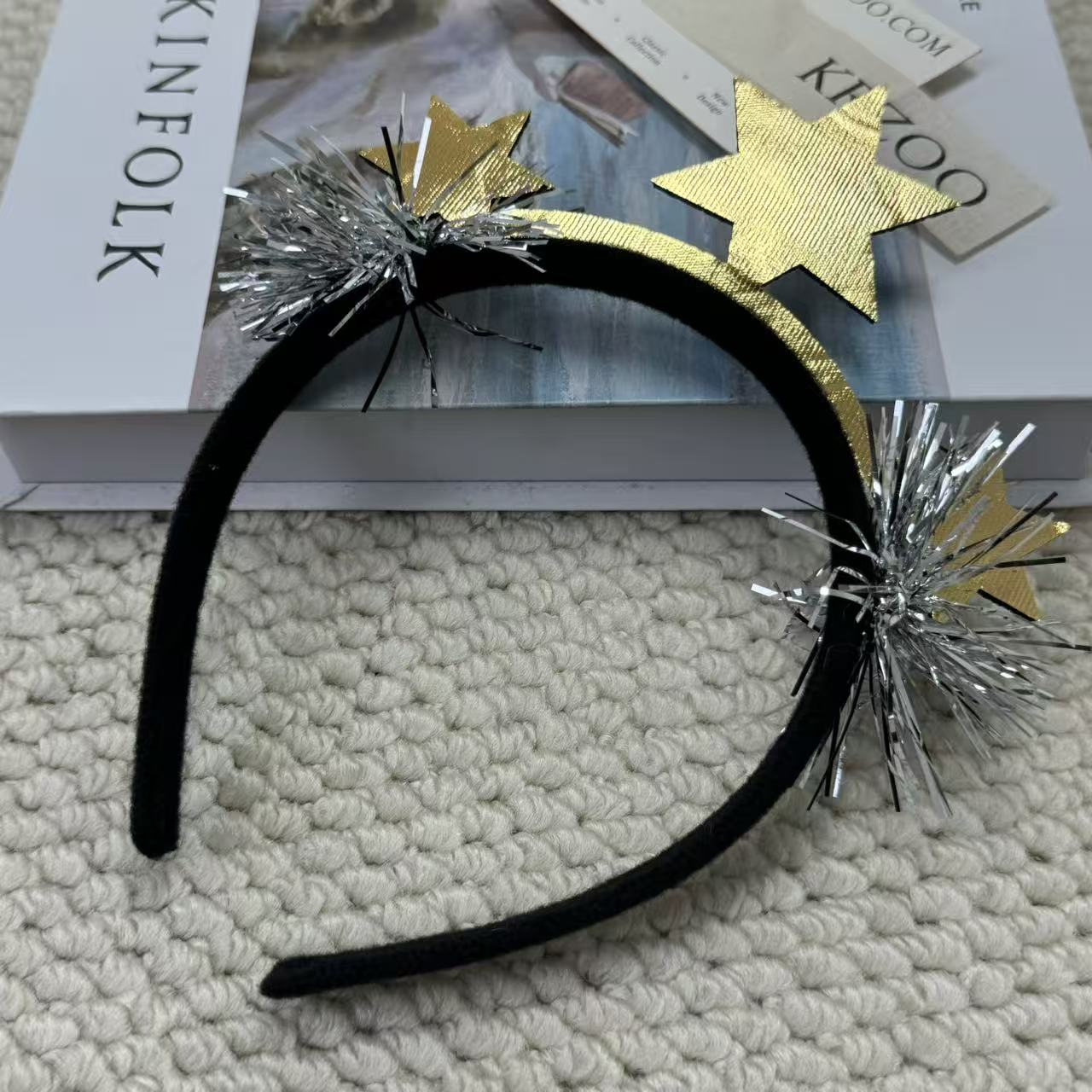 New Year's Eve colored ribbon star headband