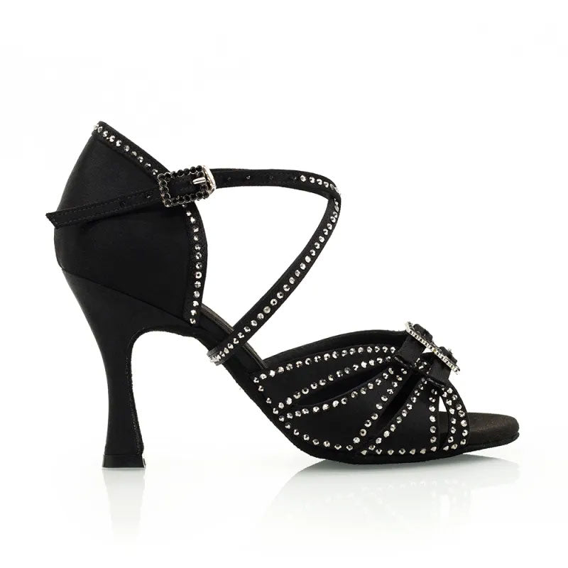 Women's Black Customized Heel Satin Salsa Dance Shoes Latin Dance Shoes