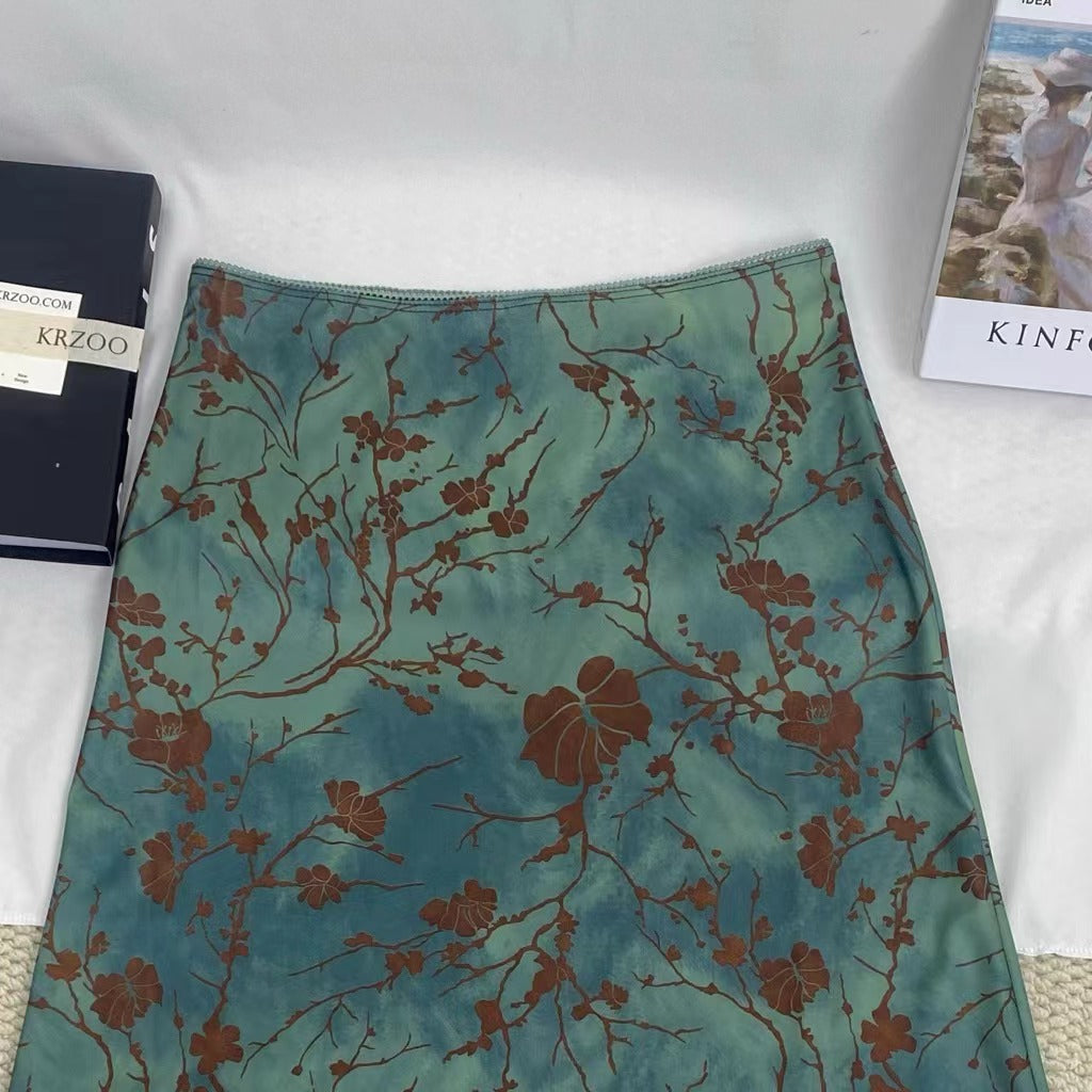 Street Style Vintage Print Skirt