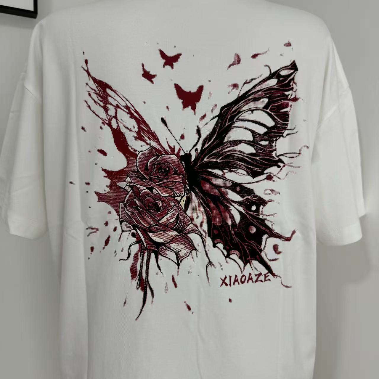 Loose-Fit Short-Sleeve Top with Butterfly Print