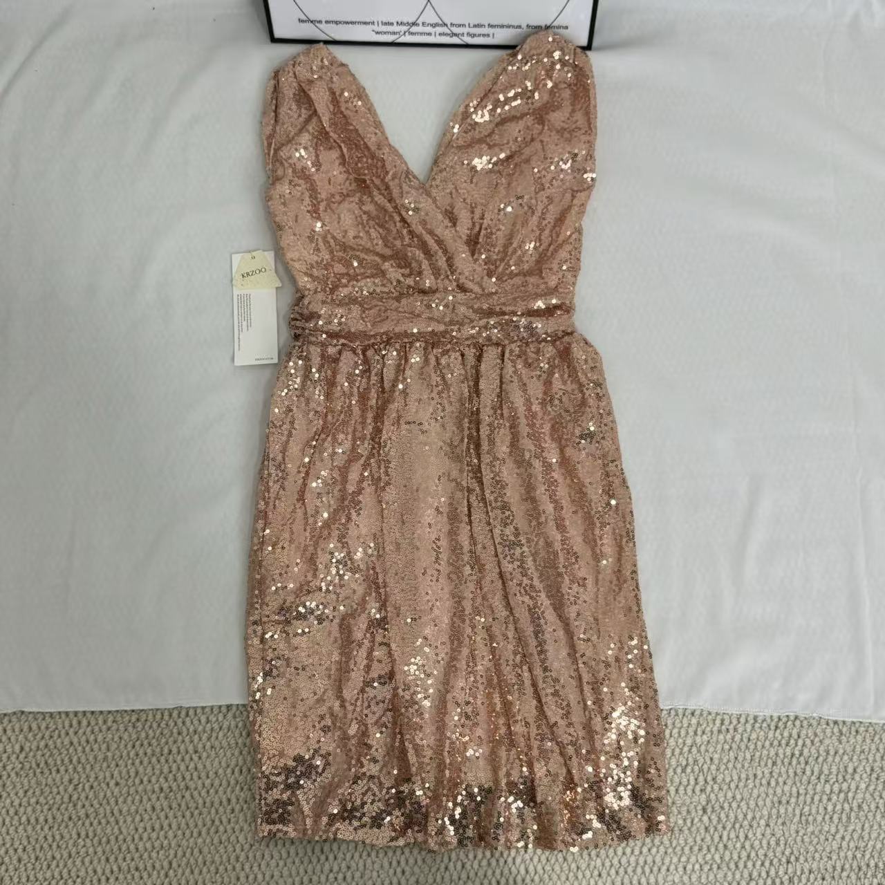 Sequined V-Neck Sleeveless Midi Dress