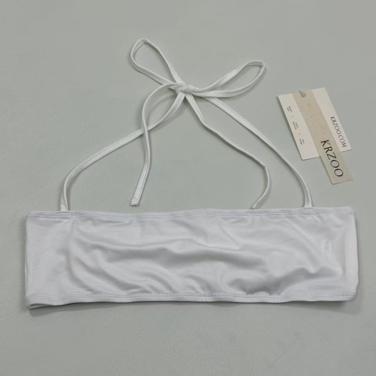 Cotton one-piece neckless plunging top