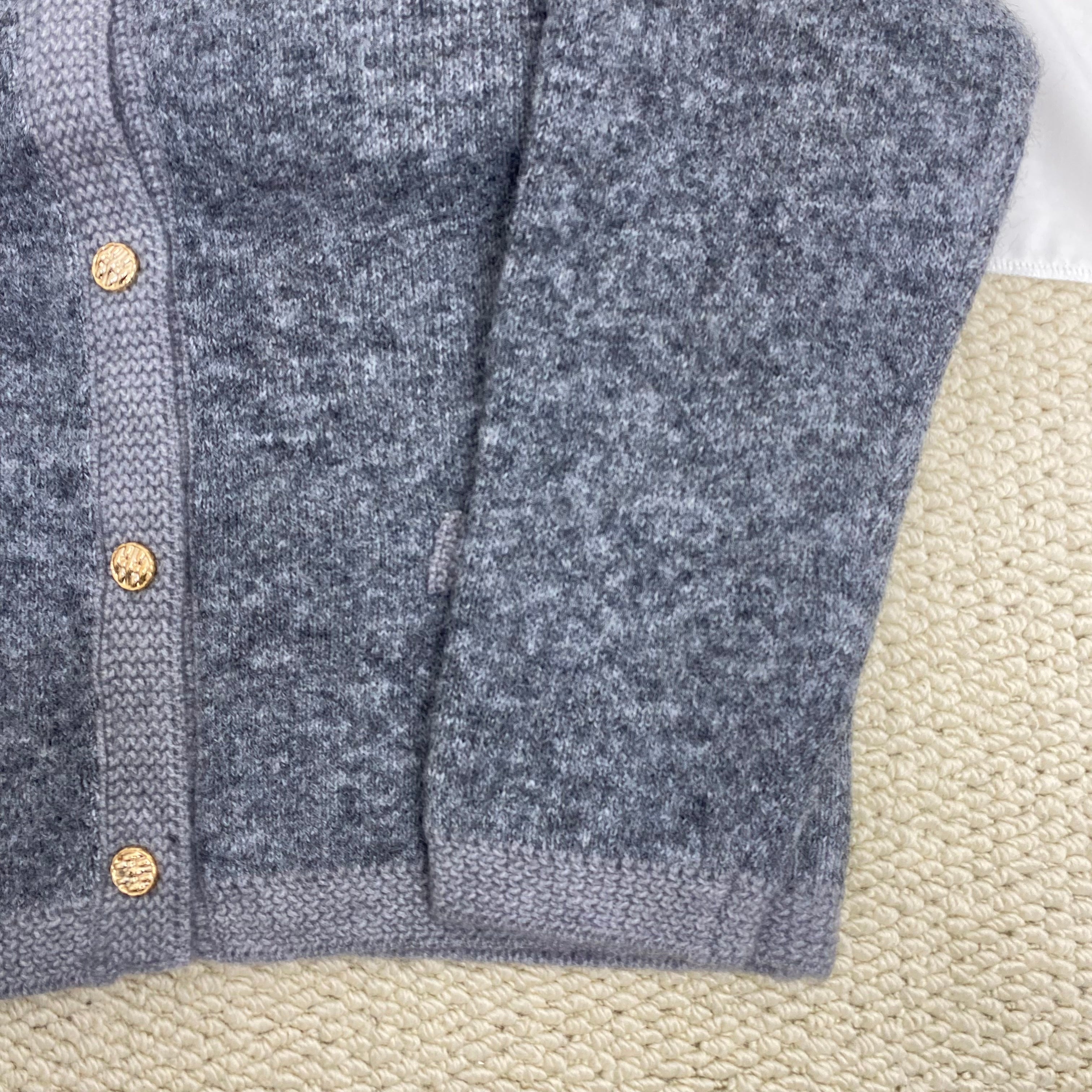 Grey Crew Neck Knit Cardigan