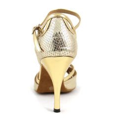 Women's Gold Leatherette Customized Heel Salsa Latin Dance Shoes Ballroom Dance Shoes