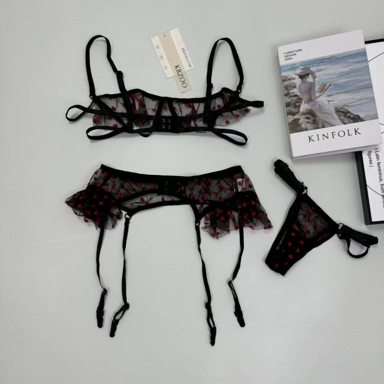 Net fabric star-point three-piece erotic outfit