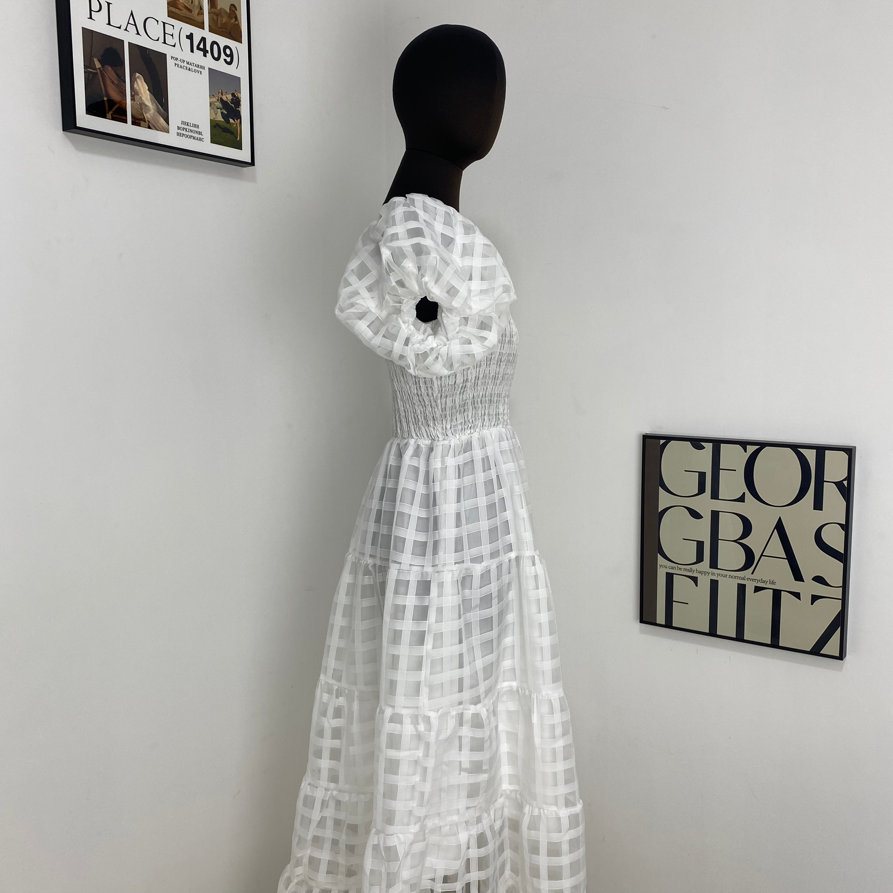 Lantern Sleeve Layered Dress