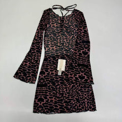 Leopard print mesh maxi strapless short dress