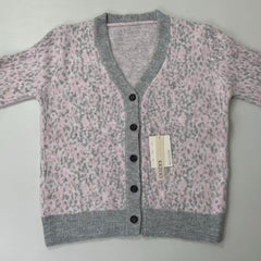 Leopard print V-neck cardigan sweater jacket