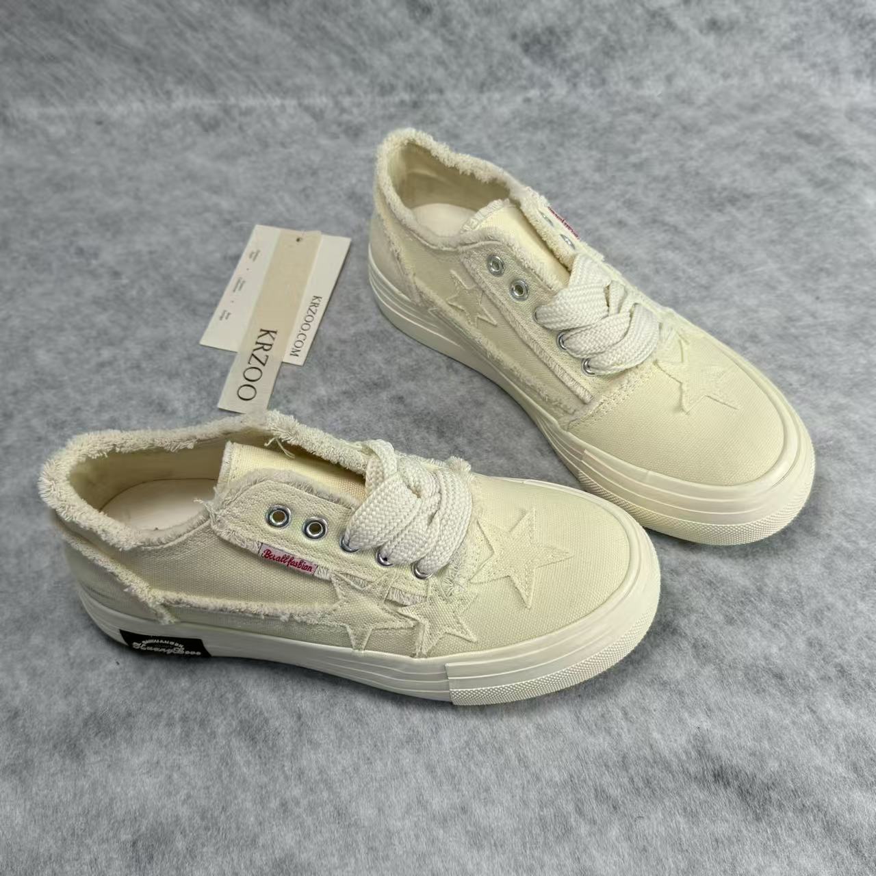 Star embroidery platform canvas shoes