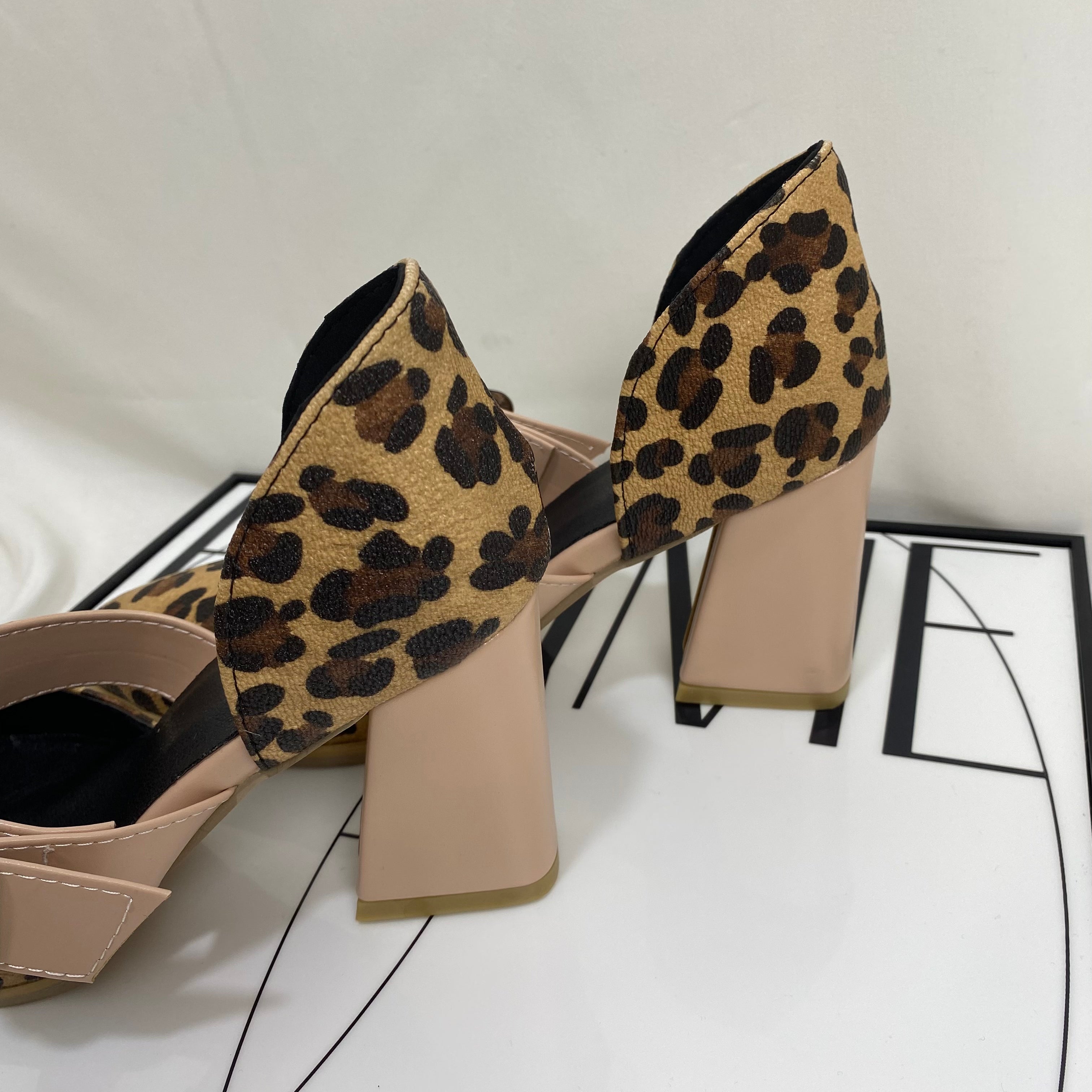 Leopard Print Sandals With Belt Buckle