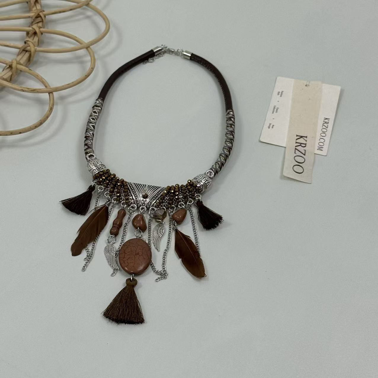 Turquoise Bohemian Feather Necklace