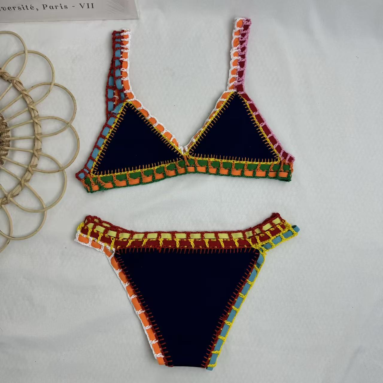 Two-Piece Colorful Bikini With Contrast Trim
