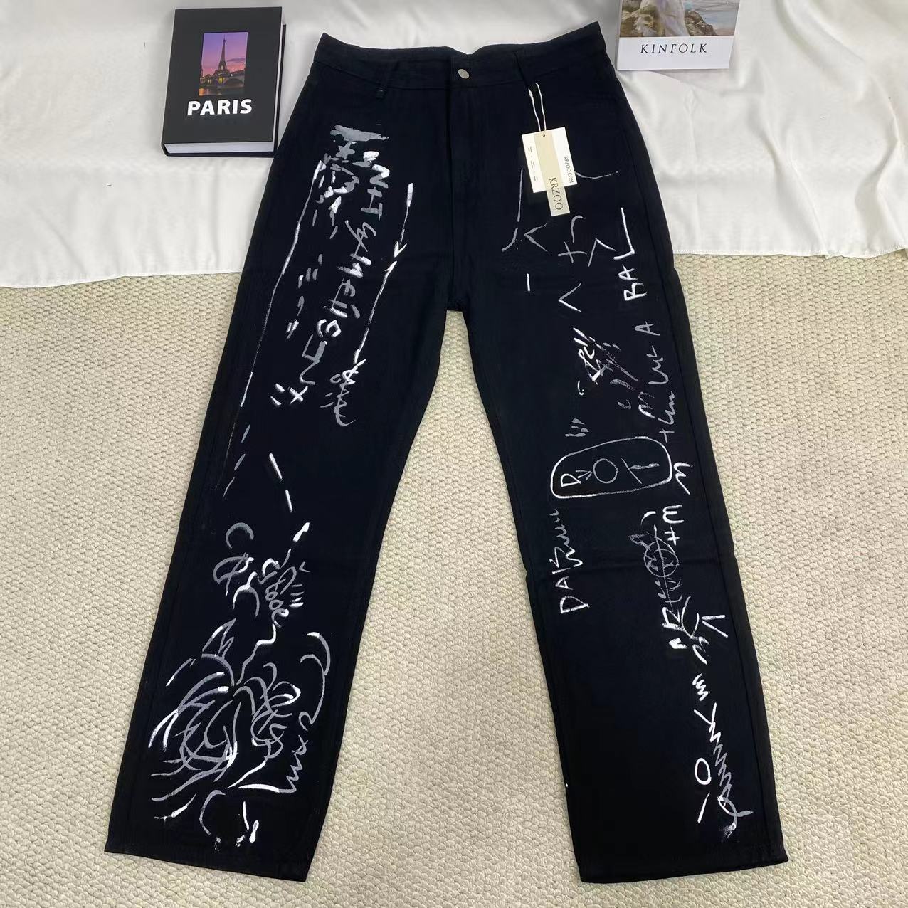 High-Street Style Wide-Leg Casual Trousers