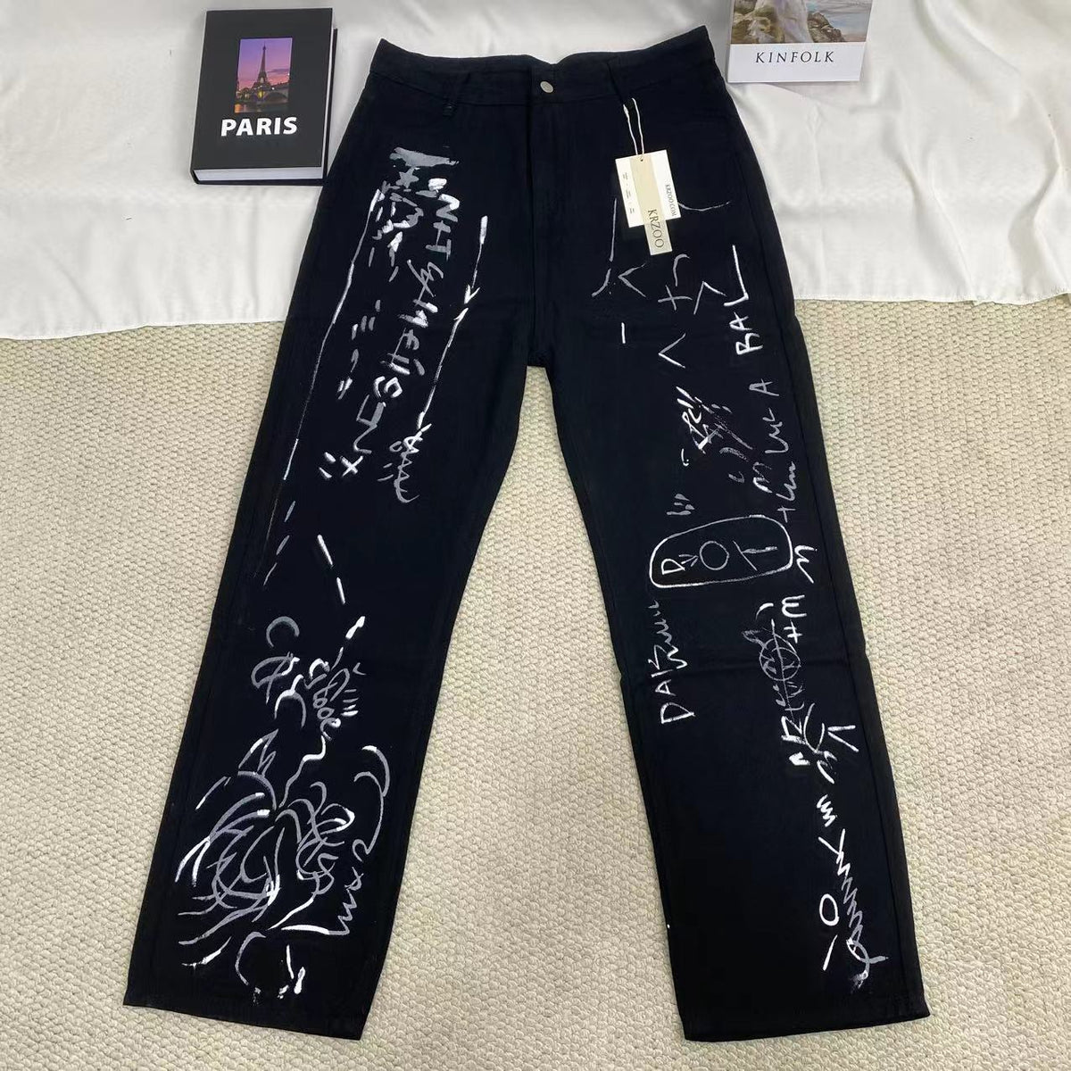 High-Street Style Wide-Leg Casual Trousers