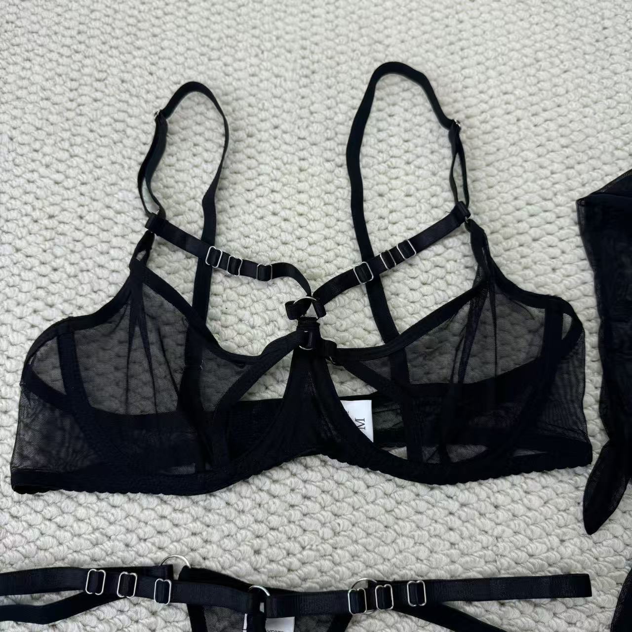 Net fabric gathering shaping two-piece set