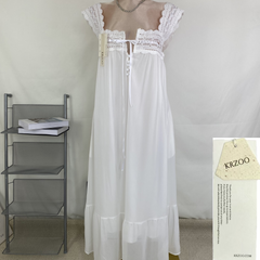 Solid color lace-trimmed sleeveless dress