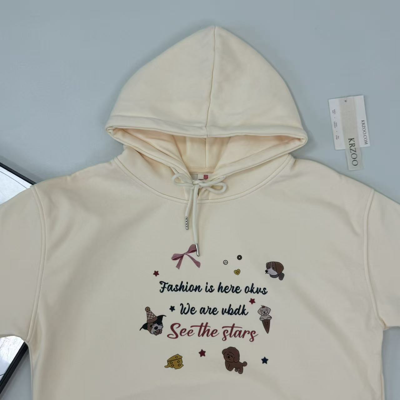 Printed hooded sweatshirt top