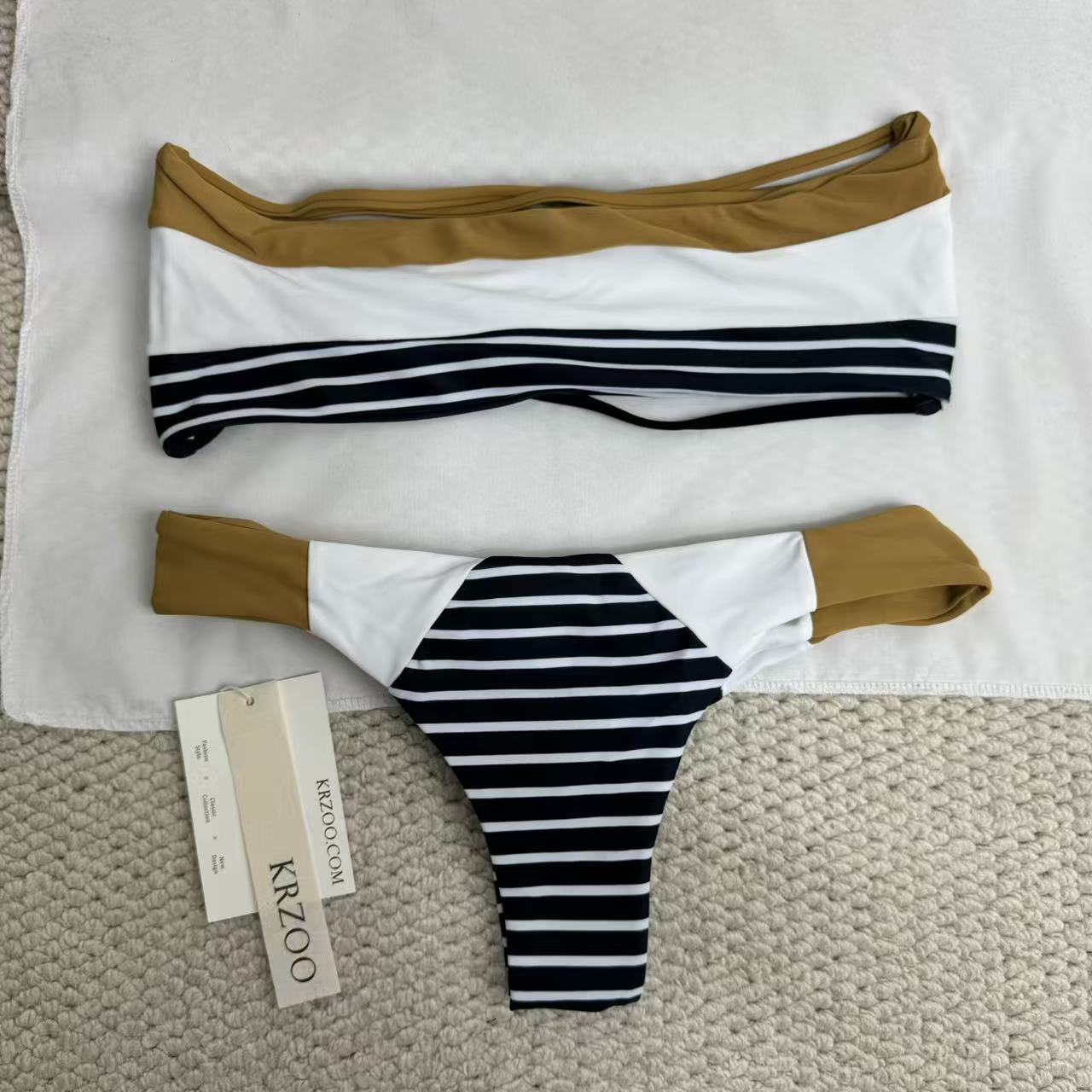 Horizontal striped swimsuit