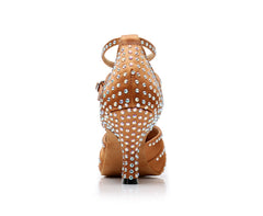 Women's Bronze Satin Customized Heel Modern Shoes Ballroom Dance Shoes