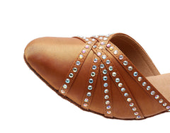 Women's Bronze Satin Customized Heel Modern Shoes Ballroom Dance Shoes