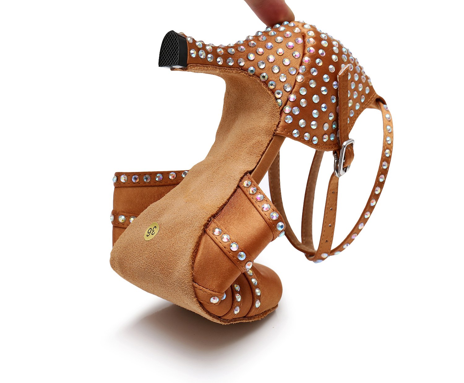 Women's Bronze Satin Customized Heel Modern Shoes Ballroom Dance Shoes