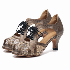 Women's Satin Lace Customized Heels Dance Boots Salsa Dance Shoes