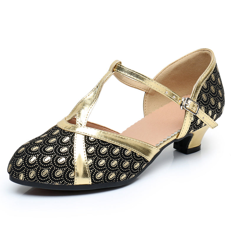 Women's T-strap Satin Customized Heel Modern Dance Shoes Ballroom Dance Shoes