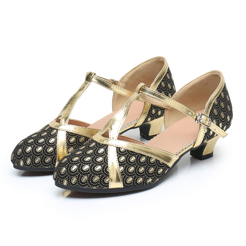 Women's T-strap Satin Customized Heel Modern Dance Shoes Ballroom Dance Shoes
