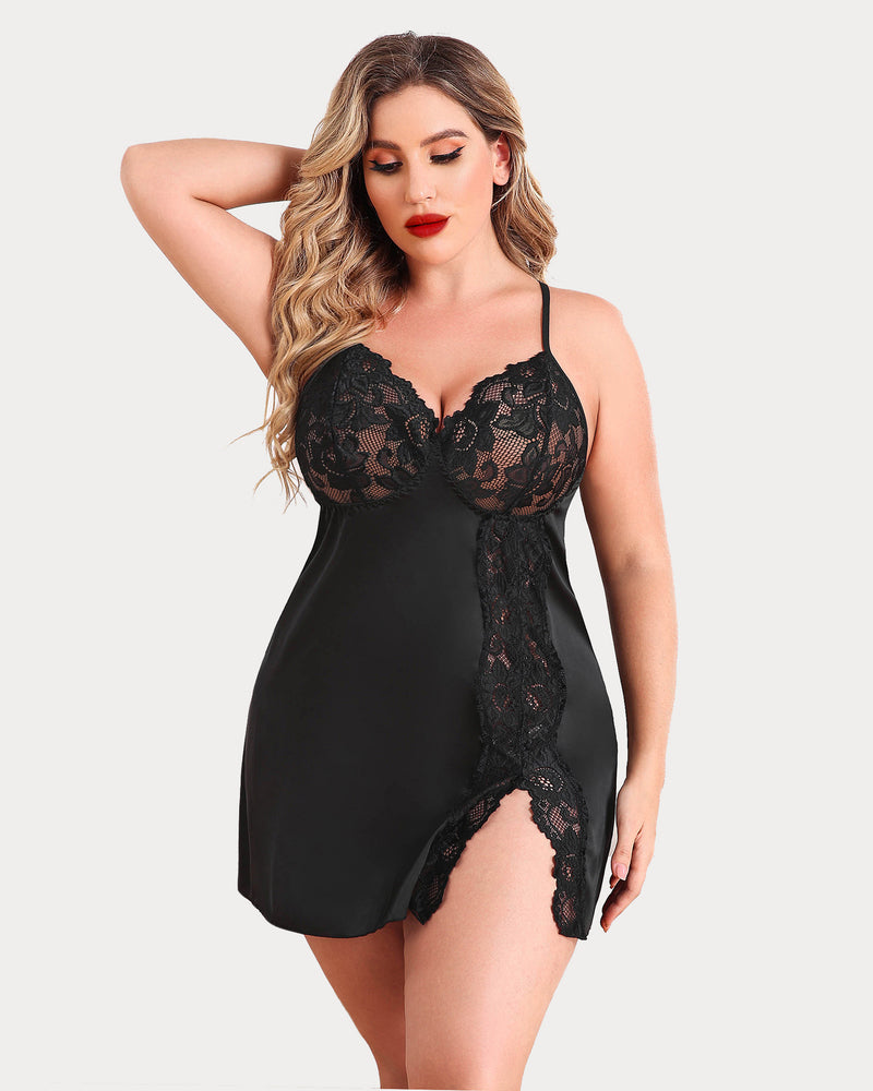Plus Size Christmas Satin Nightgown