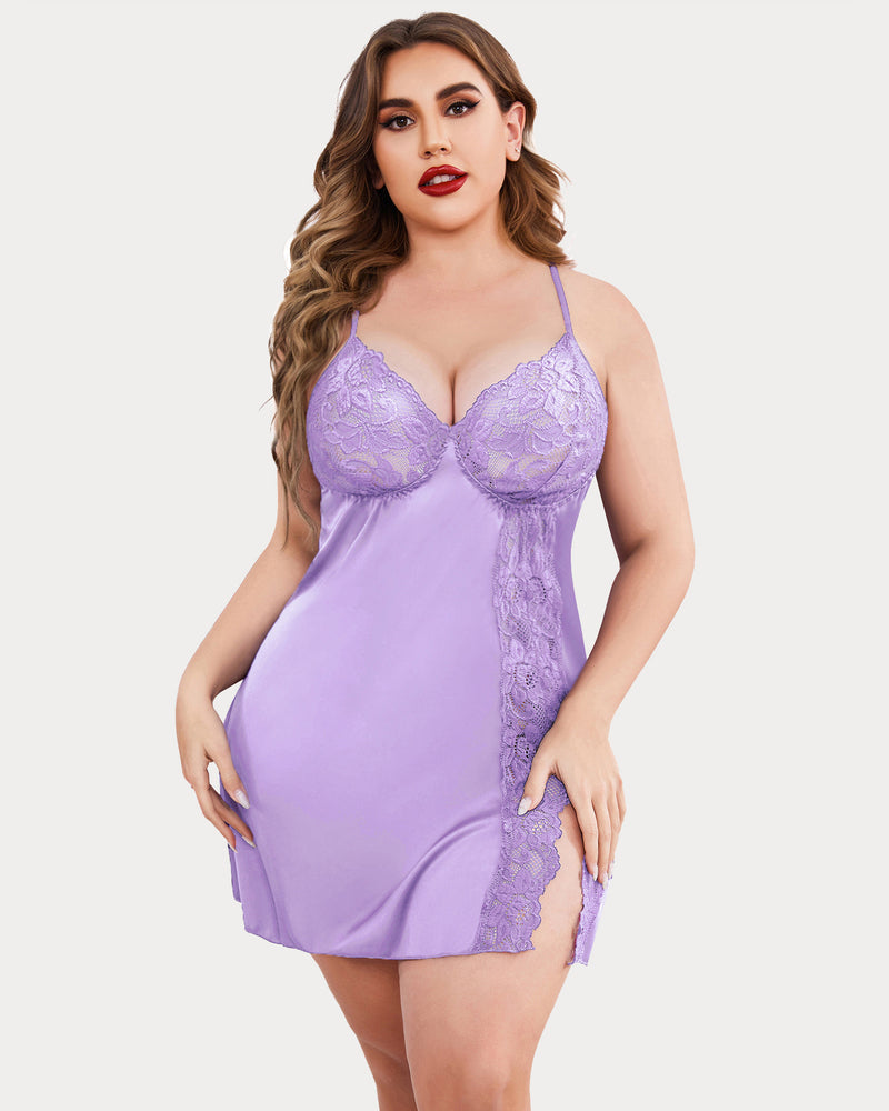 Plus Size Christmas Satin Nightgown