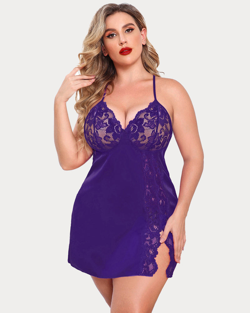 Plus Size Christmas Satin Nightgown